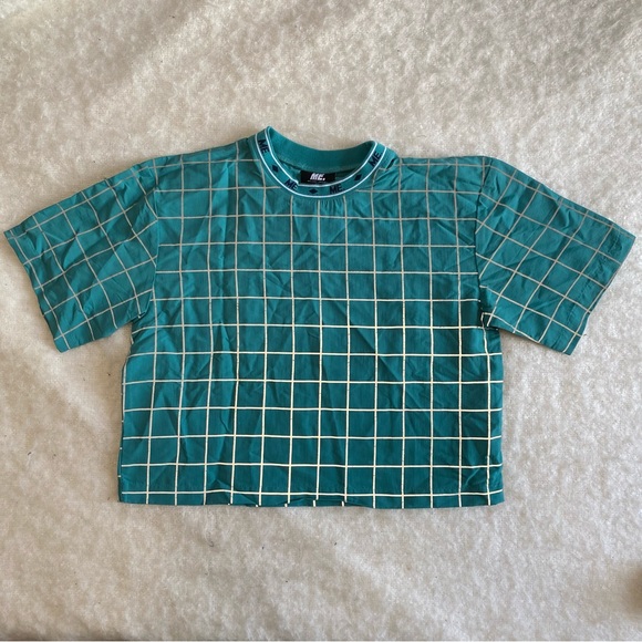 Melody Ehsani 3M Grid Nylon Short Sleeve Shirt Women's Size S/P Teal - Picture 2 of 7